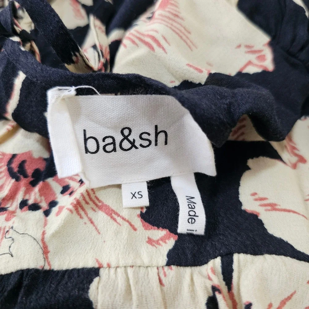 Ba&sh Lady Dress Women XS Black Floral Tiered Boho Mini‎